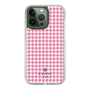 スリムプロテクションケース［ Houndstooth Pattern Pink with LANVIN en Bleu logo- ランバン 千鳥格子柄 ピンク ］