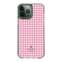 スリムプロテクションケース［ Houndstooth Pattern Pink with LANVIN en Bleu logo- ランバン 千鳥格子柄 ピンク ］