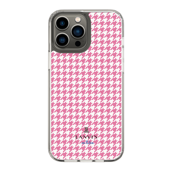 スリムプロテクションケース［ Houndstooth Pattern Pink with LANVIN en Bleu logo- ランバン 千鳥格子柄 ピンク ］