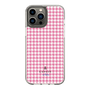 スリムプロテクションケース［ Houndstooth Pattern Pink with LANVIN en Bleu logo- ランバン 千鳥格子柄 ピンク ］