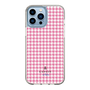 スリムプロテクションケース［ Houndstooth Pattern Pink with LANVIN en Bleu logo- ランバン 千鳥格子柄 ピンク ］