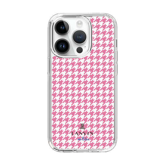 スリムプロテクションケース［ Houndstooth Pattern Pink with LANVIN en Bleu logo- ランバン 千鳥格子柄 ピンク ］