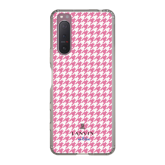 スリムプロテクションケース［ Houndstooth Pattern Pink with LANVIN en Bleu logo- ランバン 千鳥格子柄 ピンク ］