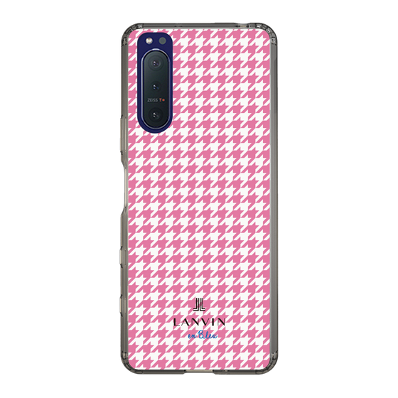 スリムプロテクションケース［ Houndstooth Pattern Pink with LANVIN en Bleu logo- ランバン 千鳥格子柄 ピンク ］