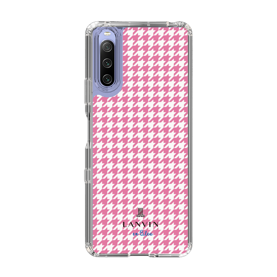 スリムプロテクションケース［ Houndstooth Pattern Pink with LANVIN en Bleu logo- ランバン 千鳥格子柄 ピンク ］