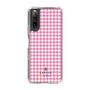 スリムプロテクションケース［ Houndstooth Pattern Pink with LANVIN en Bleu logo- ランバン 千鳥格子柄 ピンク ］