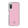 スリムプロテクションケース［ Houndstooth Pattern Pink with LANVIN en Bleu logo- ランバン 千鳥格子柄 ピンク ］