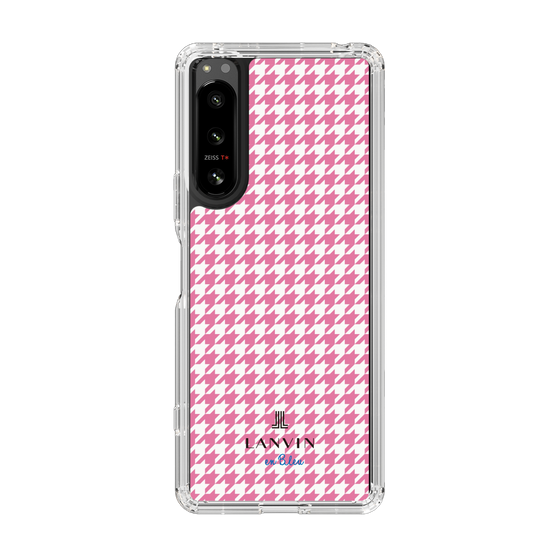 スリムプロテクションケース［ Houndstooth Pattern Pink with LANVIN en Bleu logo- ランバン 千鳥格子柄 ピンク ］