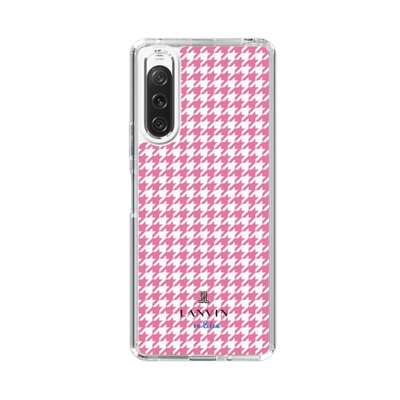 スリムプロテクションケース［ Houndstooth Pattern Pink with LANVIN en Bleu logo- ランバン 千鳥格子柄 ピンク ］