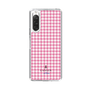 スリムプロテクションケース［ Houndstooth Pattern Pink with LANVIN en Bleu logo- ランバン 千鳥格子柄 ピンク ］