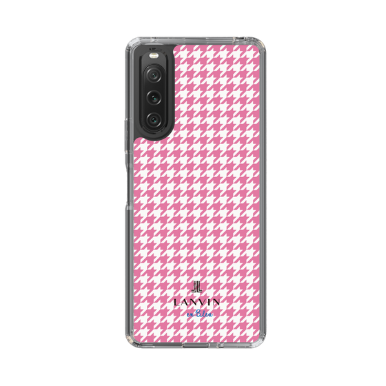 スリムプロテクションケース［ Houndstooth Pattern Pink with LANVIN en Bleu logo- ランバン 千鳥格子柄 ピンク ］