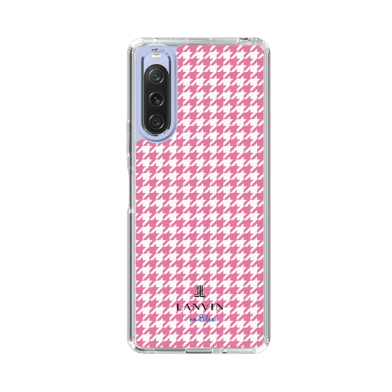 スリムプロテクションケース［ Houndstooth Pattern Pink with LANVIN en Bleu logo- ランバン 千鳥格子柄 ピンク ］