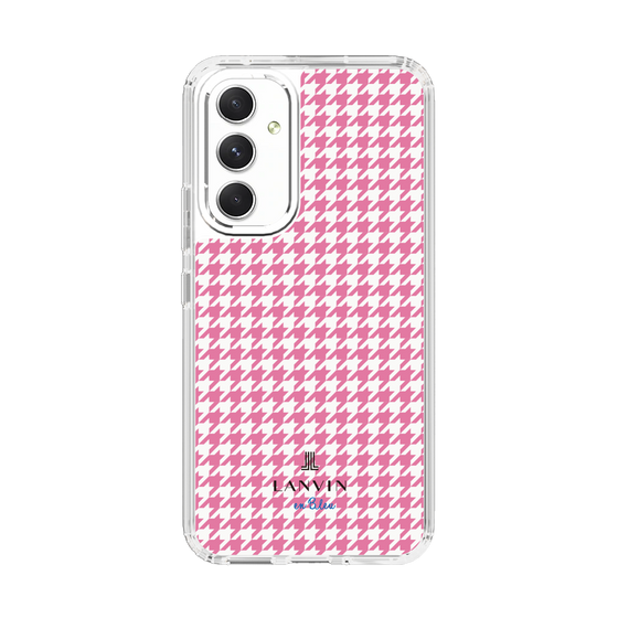 スリムプロテクションケース［ Houndstooth Pattern Pink with LANVIN en Bleu logo- ランバン 千鳥格子柄 ピンク ］