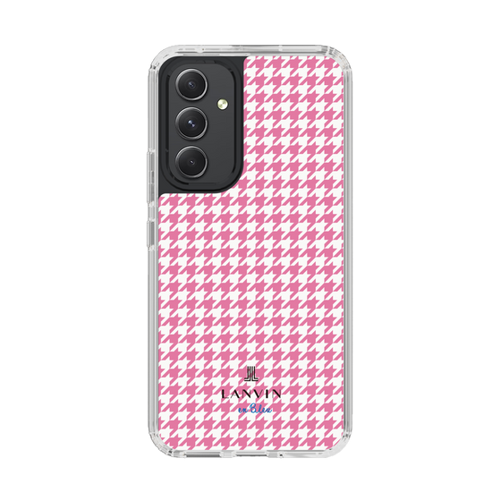 スリムプロテクションケース［ Houndstooth Pattern Pink with LANVIN en Bleu logo- ランバン 千鳥格子柄 ピンク ］
