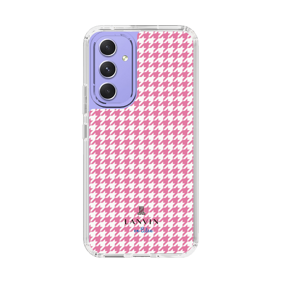スリムプロテクションケース［ Houndstooth Pattern Pink with LANVIN en Bleu logo- ランバン 千鳥格子柄 ピンク ］