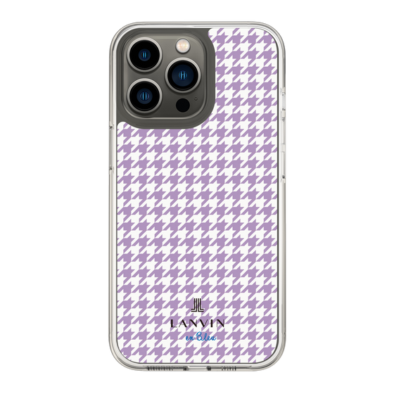 スリムプロテクションケース［ Houndstooth Pattern Purple -with LANVIN en Bleu logo ランバン 千鳥格子柄 パープル ］