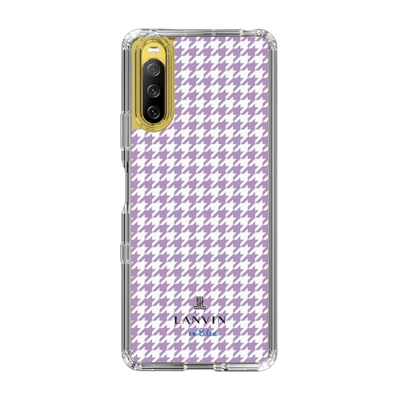 スリムプロテクションケース［ Houndstooth Pattern Purple -with LANVIN en Bleu logo ランバン 千鳥格子柄 パープル ］