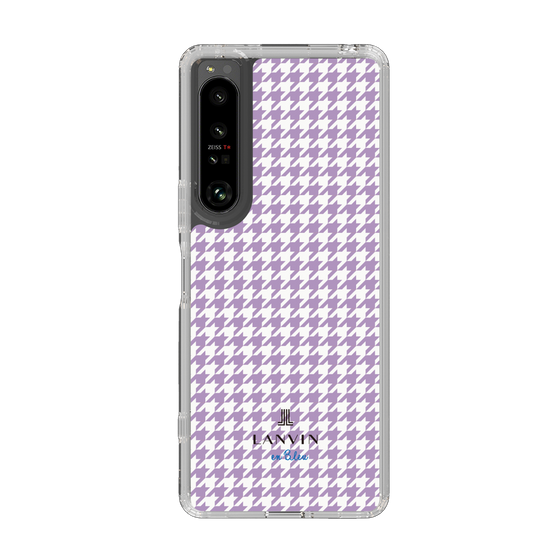 スリムプロテクションケース［ Houndstooth Pattern Purple -with LANVIN en Bleu logo ランバン 千鳥格子柄 パープル ］