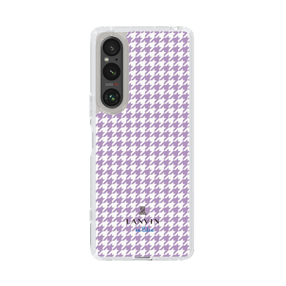 スリムプロテクションケース［ Houndstooth Pattern Purple -with LANVIN en Bleu logo ランバン 千鳥格子柄 パープル ］