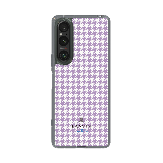 スリムプロテクションケース［ Houndstooth Pattern Purple -with LANVIN en Bleu logo ランバン 千鳥格子柄 パープル ］