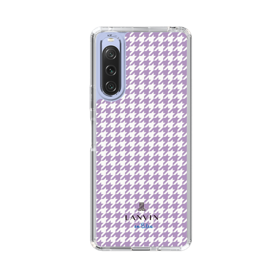 スリムプロテクションケース［ Houndstooth Pattern Purple -with LANVIN en Bleu logo ランバン 千鳥格子柄 パープル ］