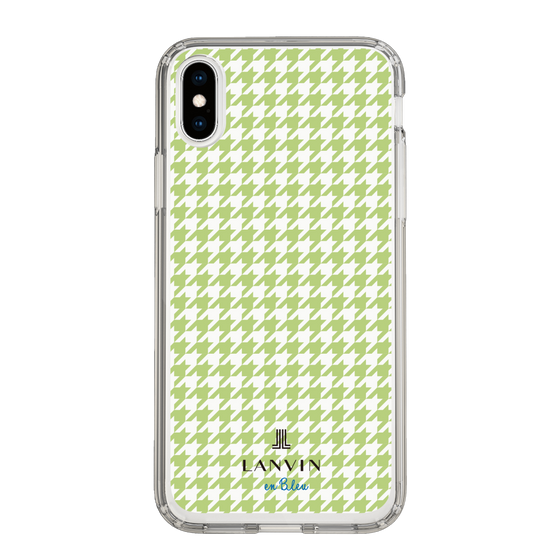 スリムプロテクションケース［ Houndstooth Pattern Green with LANVIN en Bleu logo- ランバン 千鳥格子柄 グリーン ］