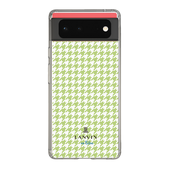 スリムプロテクションケース［ Houndstooth Pattern Green with LANVIN en Bleu logo- ランバン 千鳥格子柄 グリーン ］