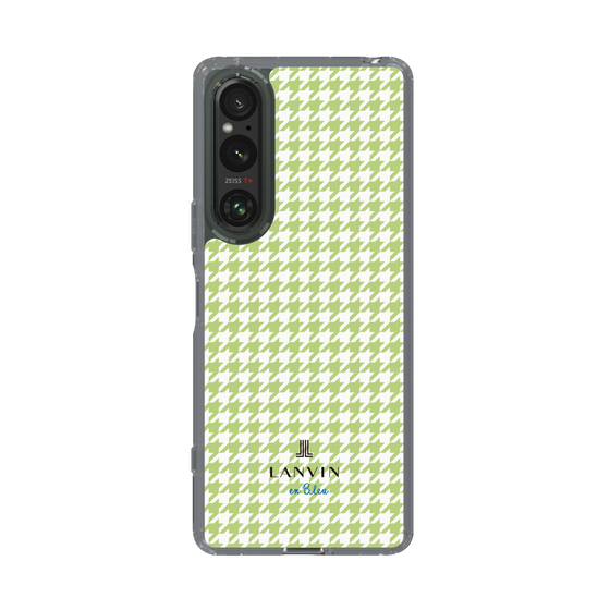 スリムプロテクションケース［ Houndstooth Pattern Green with LANVIN en Bleu logo- ランバン 千鳥格子柄 グリーン ］