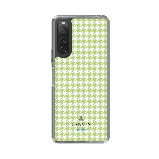 スリムプロテクションケース［ Houndstooth Pattern Green with LANVIN en Bleu logo- ランバン 千鳥格子柄 グリーン ］