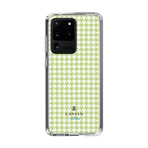 スリムプロテクションケース［ Houndstooth Pattern Green with LANVIN en Bleu logo- ランバン 千鳥格子柄 グリーン ］