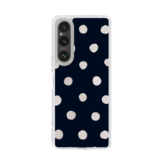 スリムプロテクションケース［ 水彩ドット・レトロカラー - Navy ］