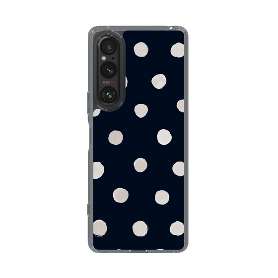 スリムプロテクションケース［ 水彩ドット・レトロカラー - Navy ］