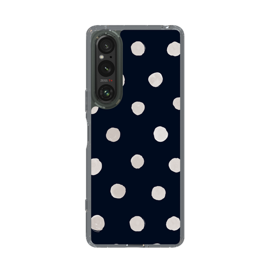 スリムプロテクションケース［ 水彩ドット・レトロカラー - Navy ］