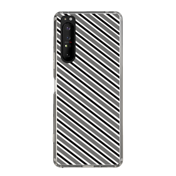 スリムプロテクションケース［ Small Stripe - Gray × Black ］