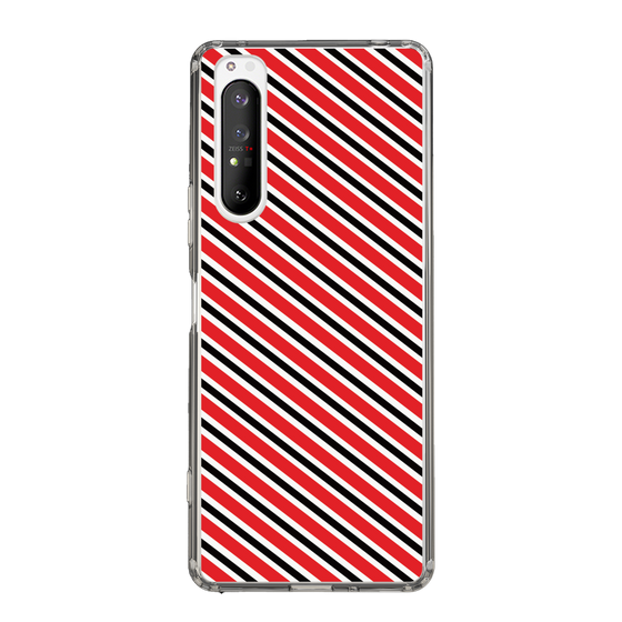 スリムプロテクションケース［ Small Stripe - Red × Black ］