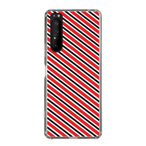 スリムプロテクションケース［ Small Stripe - Red × Black ］