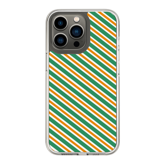 スリムプロテクションケース［ Small Stripe - Green × Orange ］