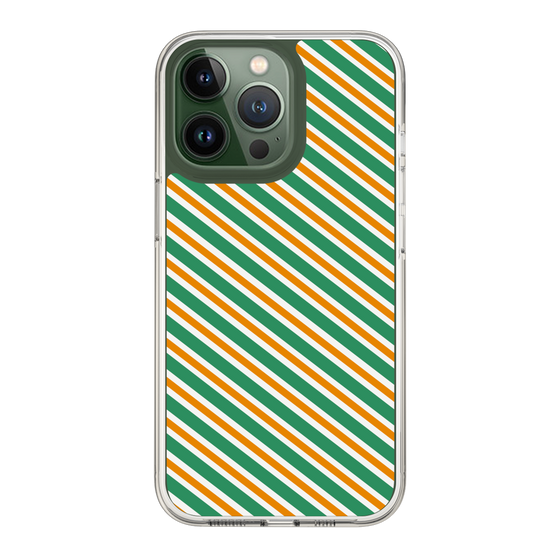 スリムプロテクションケース［ Small Stripe - Green × Orange ］
