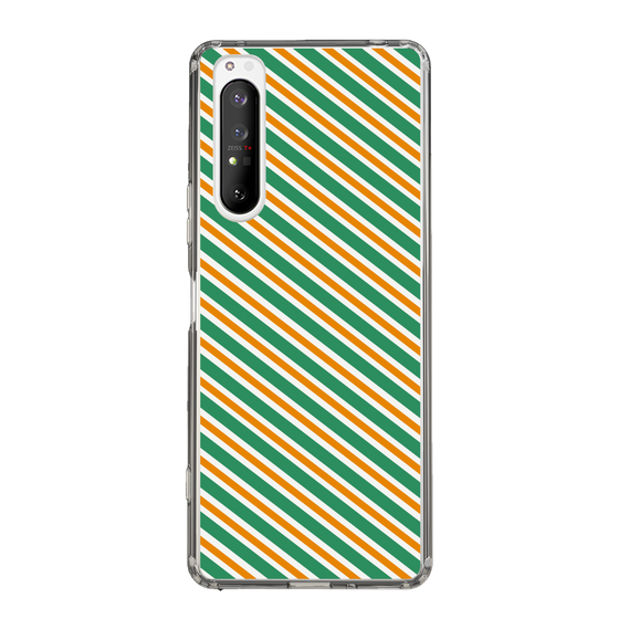 スリムプロテクションケース［ Small Stripe - Green × Orange ］