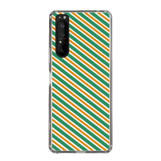 スリムプロテクションケース［ Small Stripe - Green × Orange ］