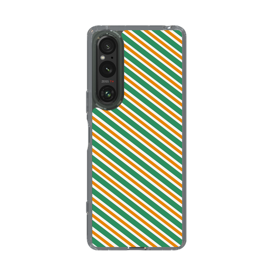 スリムプロテクションケース［ Small Stripe - Green × Orange ］