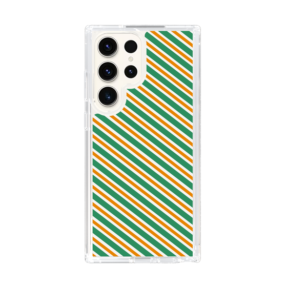 スリムプロテクションケース［ Small Stripe - Green × Orange ］