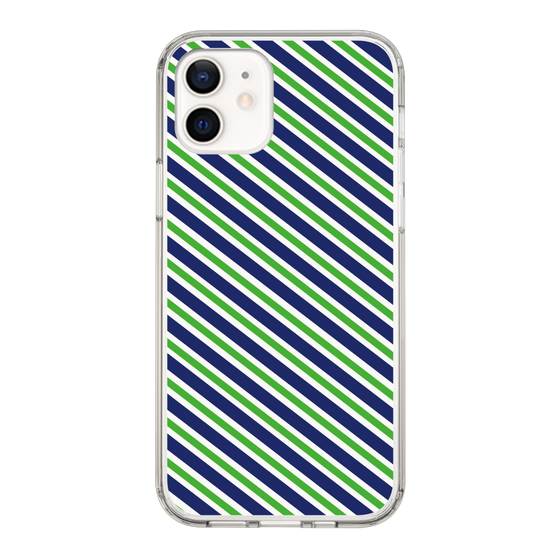 スリムプロテクションケース［ Small Stripe - Navy × Green ］