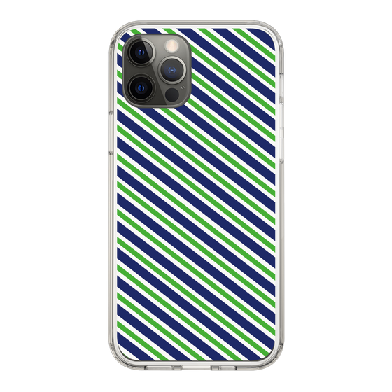 スリムプロテクションケース［ Small Stripe - Navy × Green ］