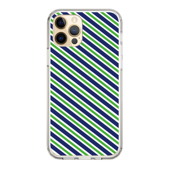 スリムプロテクションケース［ Small Stripe - Navy × Green ］