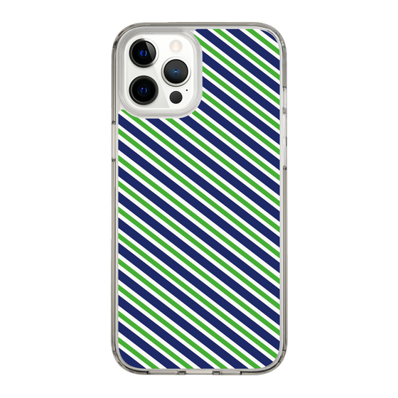 スリムプロテクションケース［ Small Stripe - Navy × Green ］