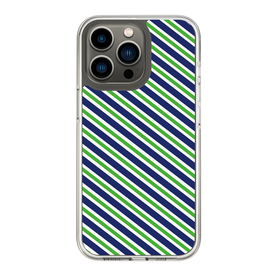 スリムプロテクションケース［ Small Stripe - Navy × Green ］