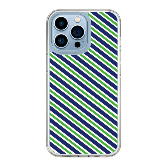 スリムプロテクションケース［ Small Stripe - Navy × Green ］