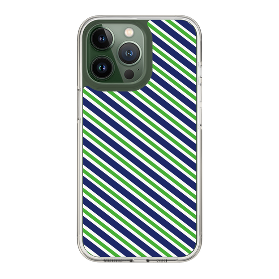 スリムプロテクションケース［ Small Stripe - Navy × Green ］