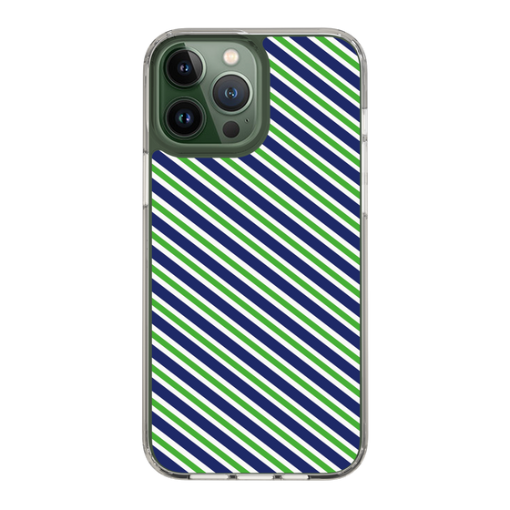 スリムプロテクションケース［ Small Stripe - Navy × Green ］